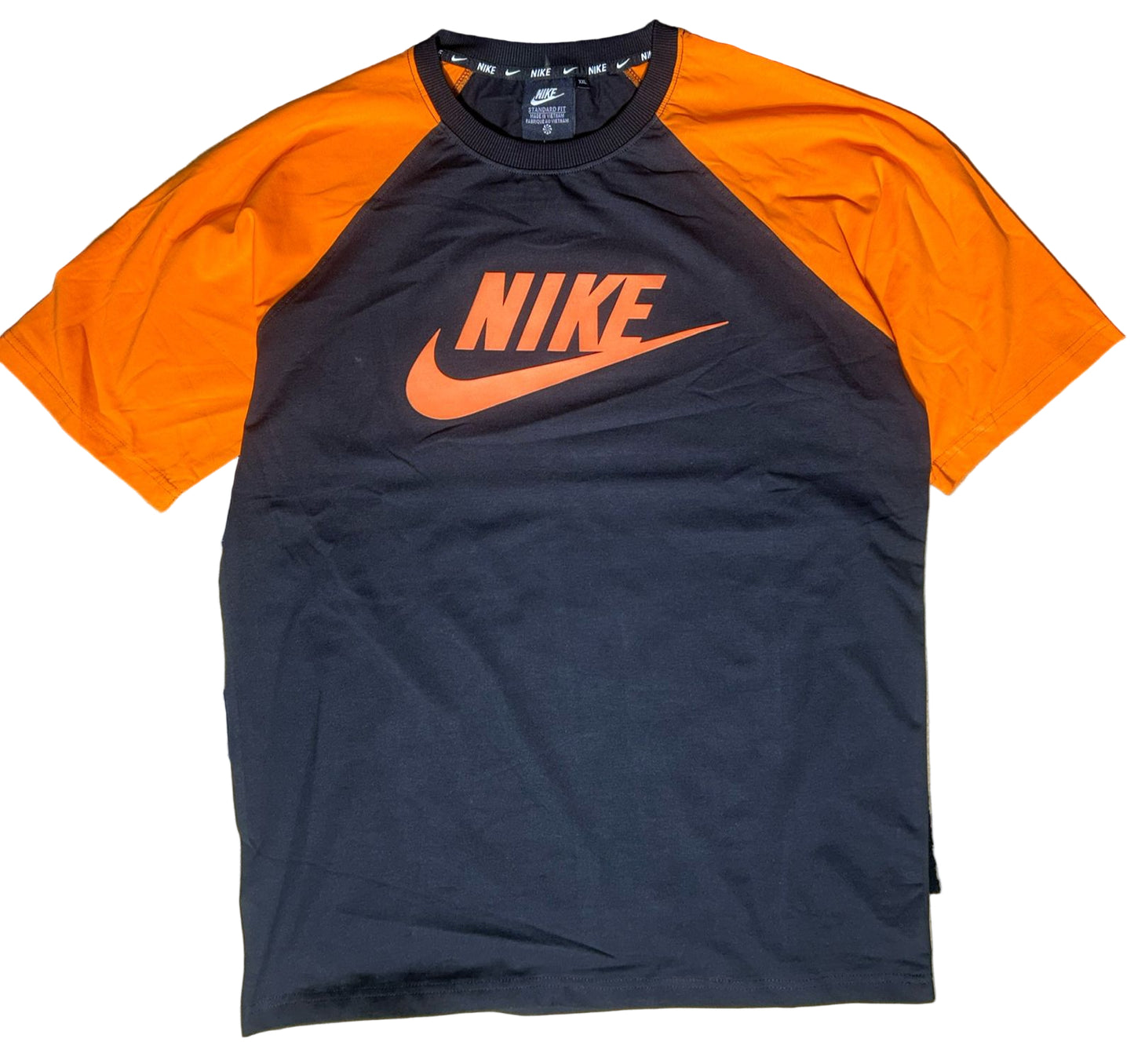 Black Orange Combination Cotton lycra Tshirt